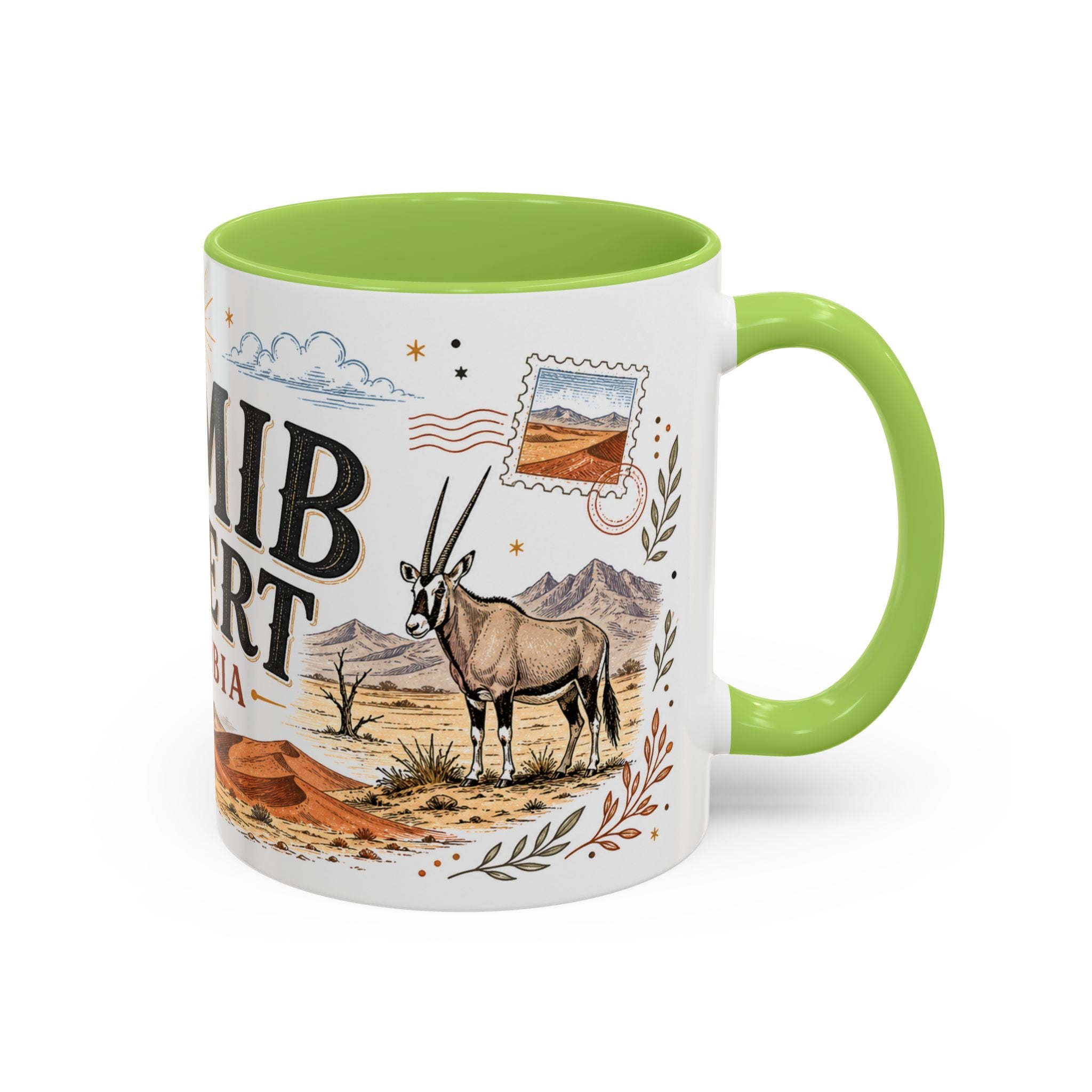 Namib Desert Coffee Mug | Travel Destination Souvenir Gift | Accent Color Ceramic 11oz 15oz