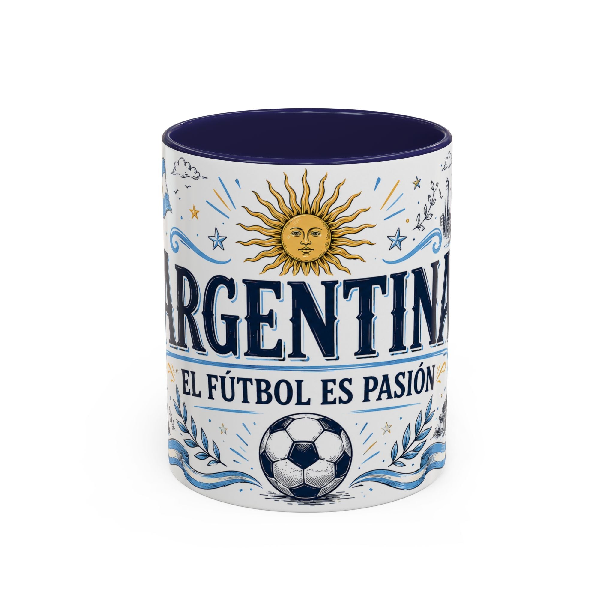 Argentina Soccer Coffee Mug | Soccer Fan Gift | Accent Color Ceramic 11oz 15oz Match Day Cup