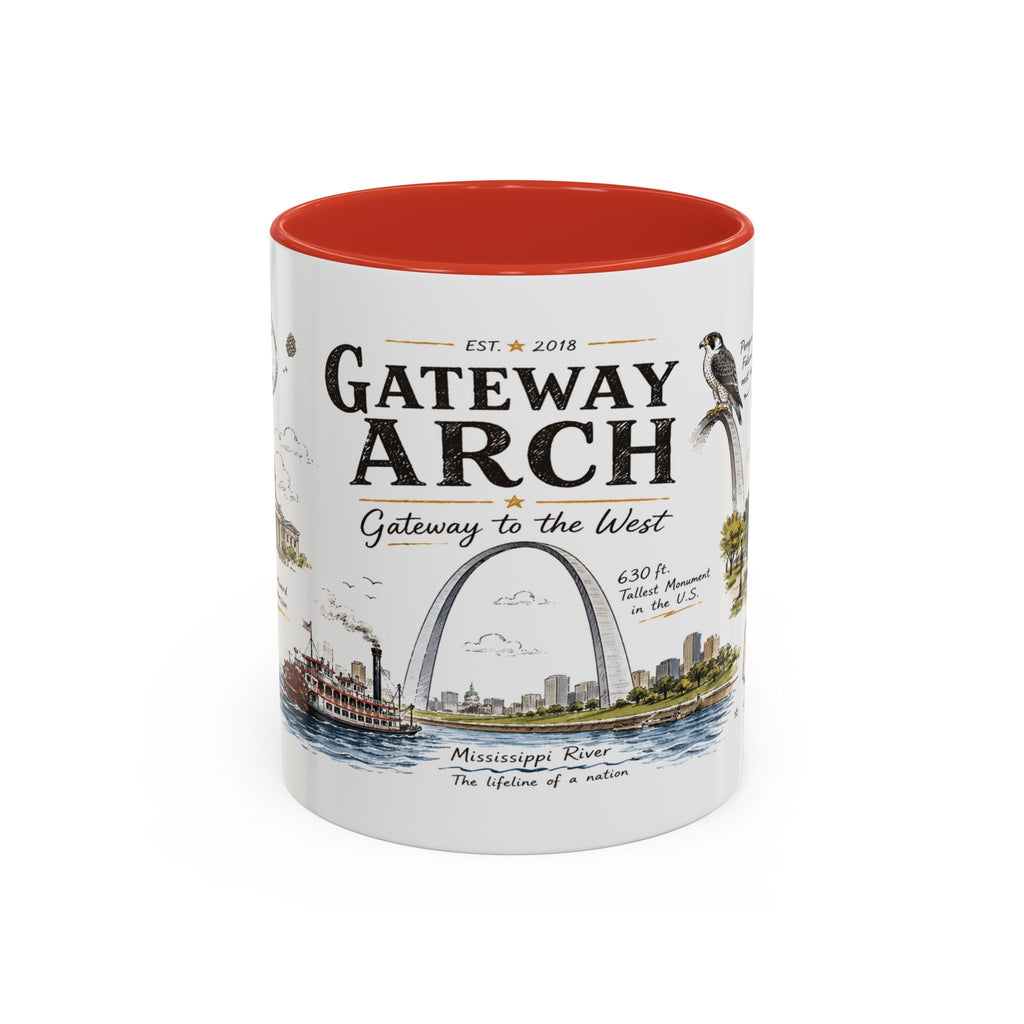 Gateway Arch National Park Coffee Mug | Missouri St. Louis Landmark Gift | Accent Color Ceramic 11oz 15oz
