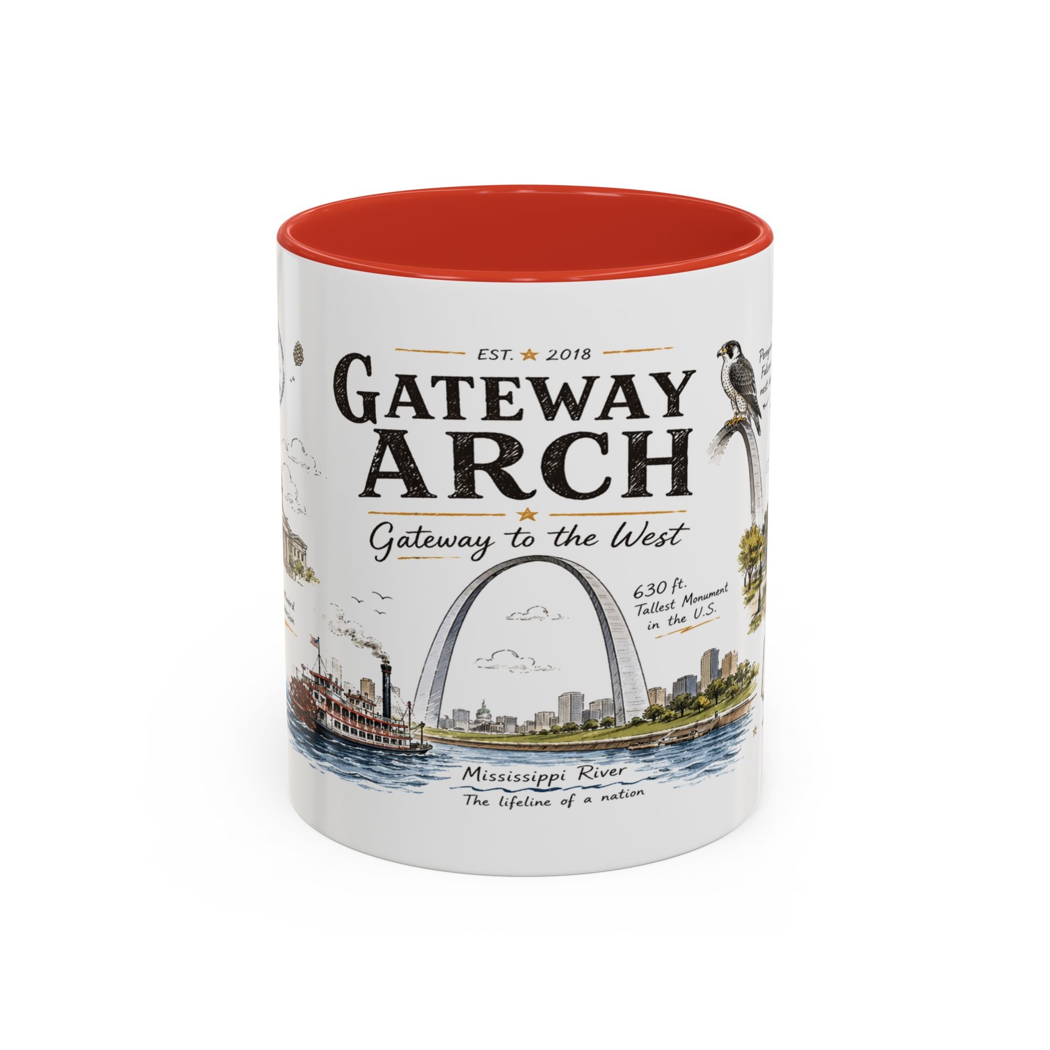 Gateway Arch National Park Coffee Mug | Missouri St. Louis Landmark Gift | Accent Color Ceramic 11oz 15oz