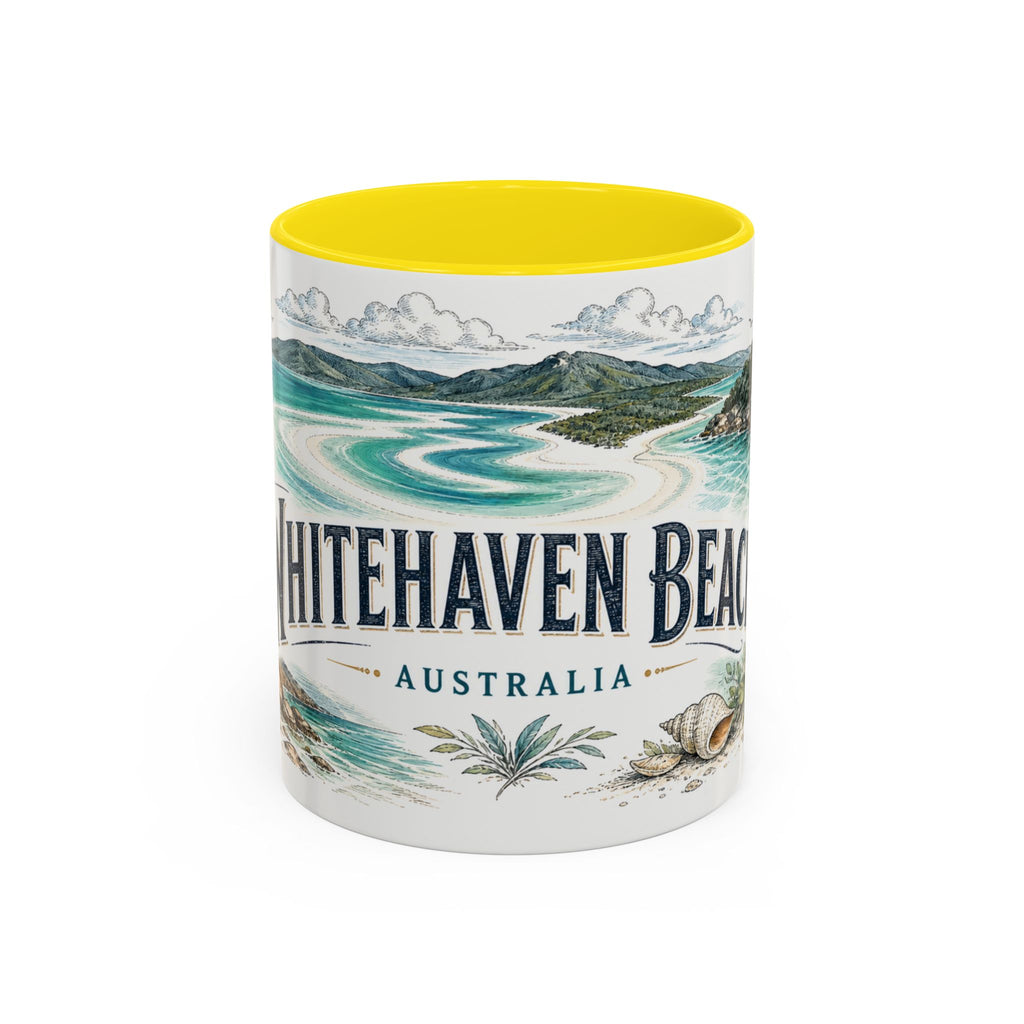 Whitehaven Beach Mug, Australia Travel Souvenir, Bucket List Gift, Accent Ceramic Coffee Mug 11oz 15oz