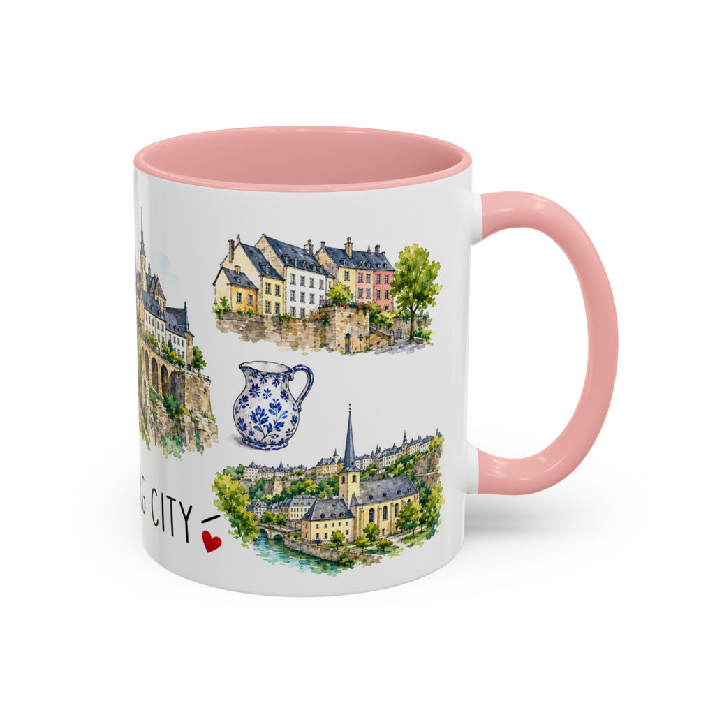 Luxembourg City Illustrated Travel Mug | City Souvenir Accent Coffee Mug | 11oz 15oz Ceramic Cup