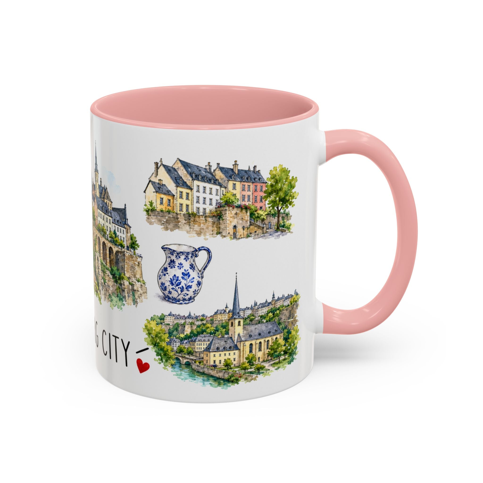 Luxembourg City Illustrated Travel Mug | City Souvenir Accent Coffee Mug | 11oz 15oz Ceramic Cup