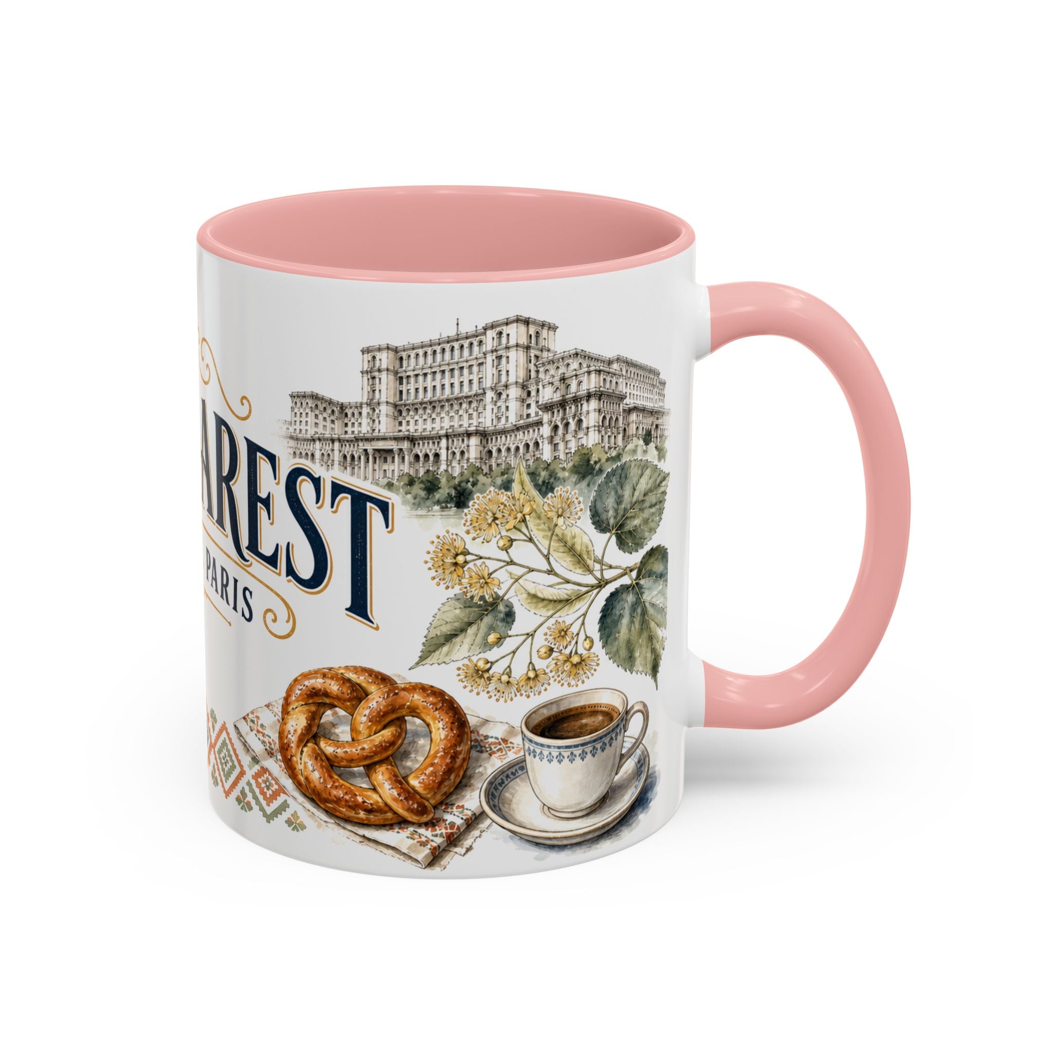 Bucharest Coffee Mug | Romania Travel Souvenir | Vintage Illustrated City Gift | 11 oz 15 oz Accent Mug