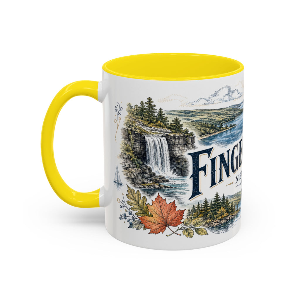 Finger Lakes Mug, New York Travel Souvenir, Bucket List Gift, Accent Ceramic Coffee Mug 11oz 15oz