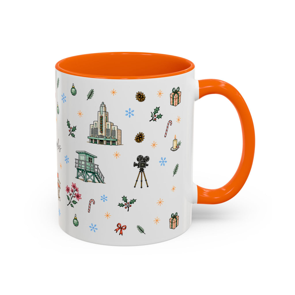 Los Angeles Christmas Mug | Watercolor City Souvenir | Ceramic Coffee Cup (11oz or 15oz)