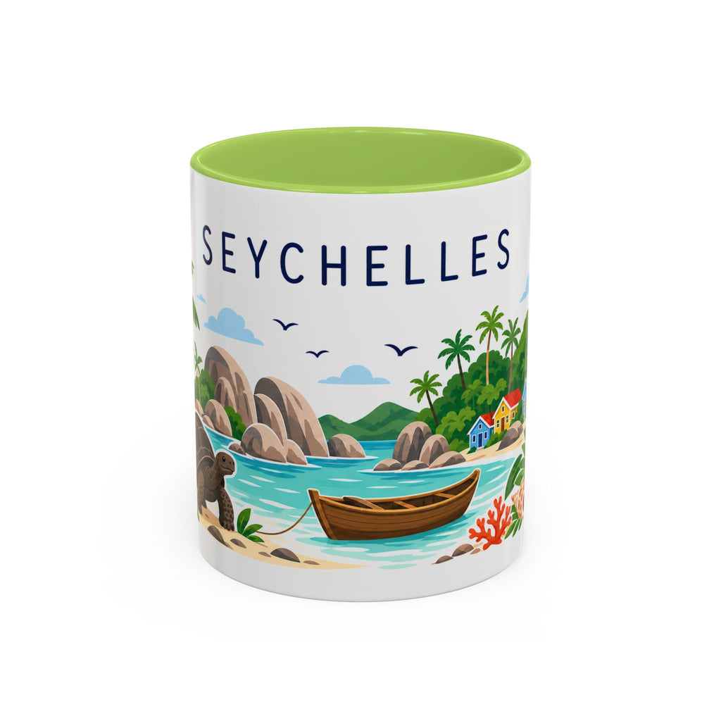 Seychelles Coffee Mug | Travel Destination Souvenir Gift | Accent Color Ceramic 11oz 15oz