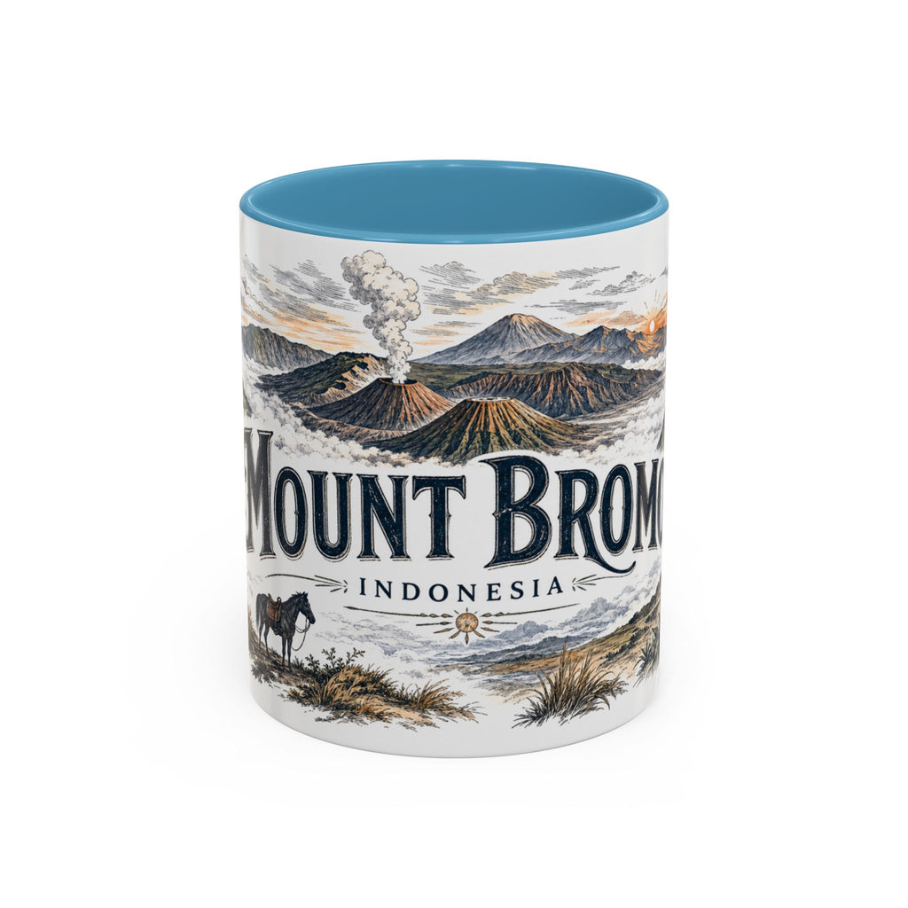 Mount Bromo Mug, Indonesia Travel Souvenir, Bucket List Gift, Accent Ceramic Coffee Mug 11oz 15oz