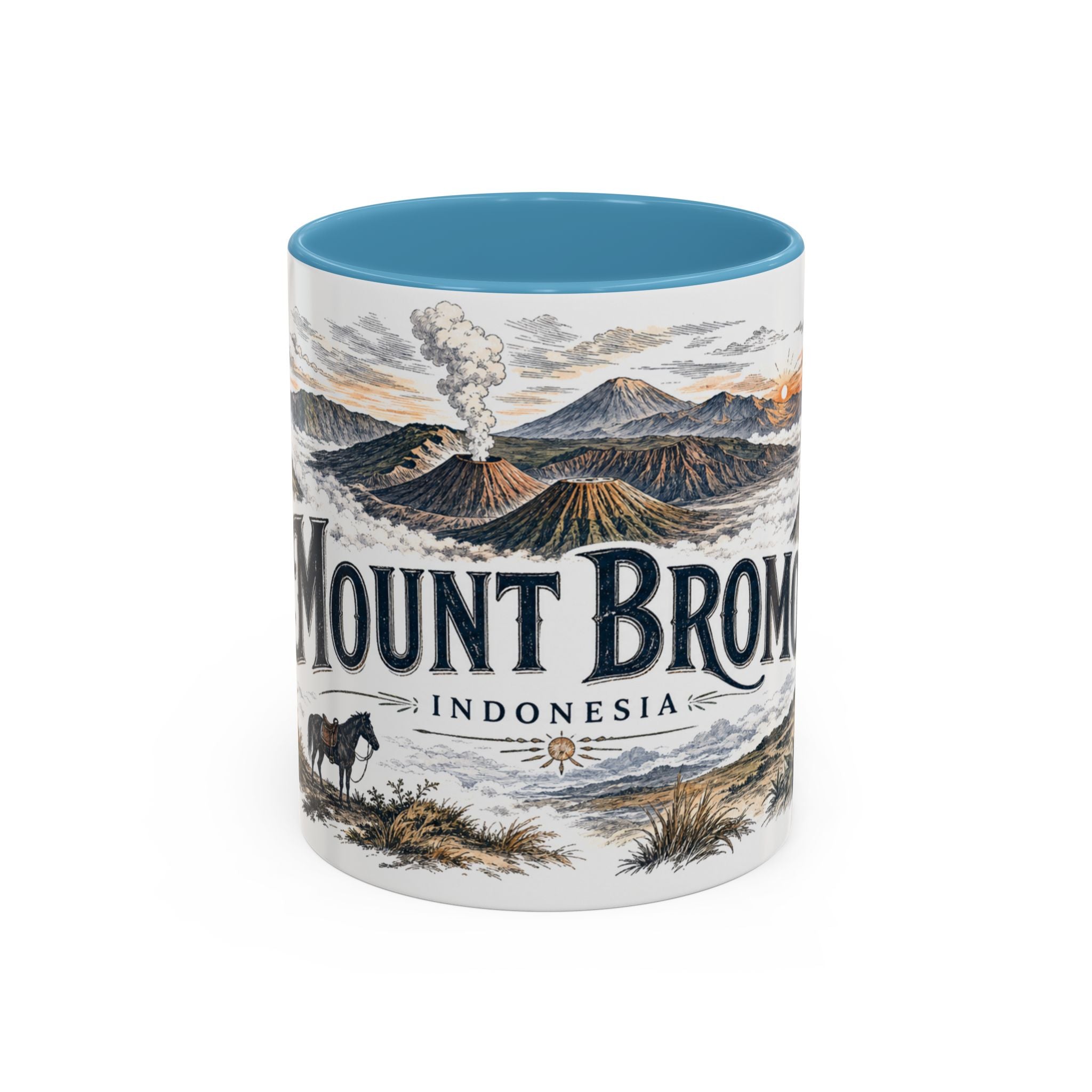 Mount Bromo Mug, Indonesia Travel Souvenir, Bucket List Gift, Accent Ceramic Coffee Mug 11oz 15oz