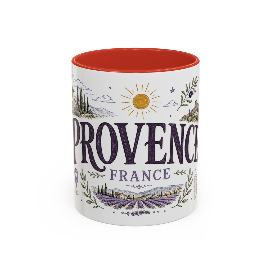 Provence Coffee Mug | Travel Destination Souvenir Gift | Accent Color Ceramic 11oz 15oz