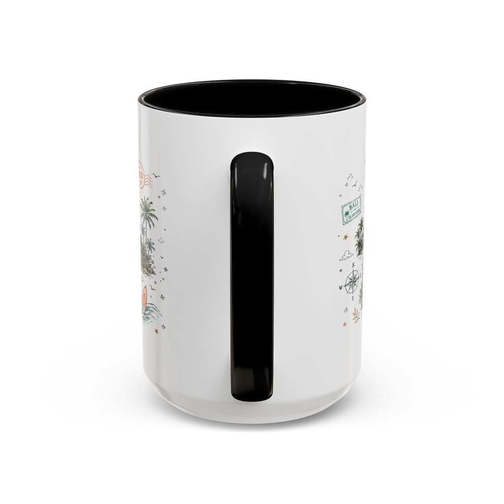Bali Coffee Mug | Indonesia Souvenir Travel Gift | Accent Color Ceramic 11oz 15oz