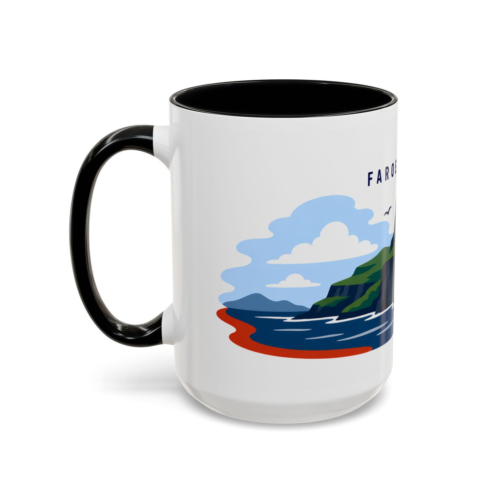 Faroe Islands Coffee Mug | Travel Destination Souvenir Gift | Accent Color Ceramic 11oz 15oz