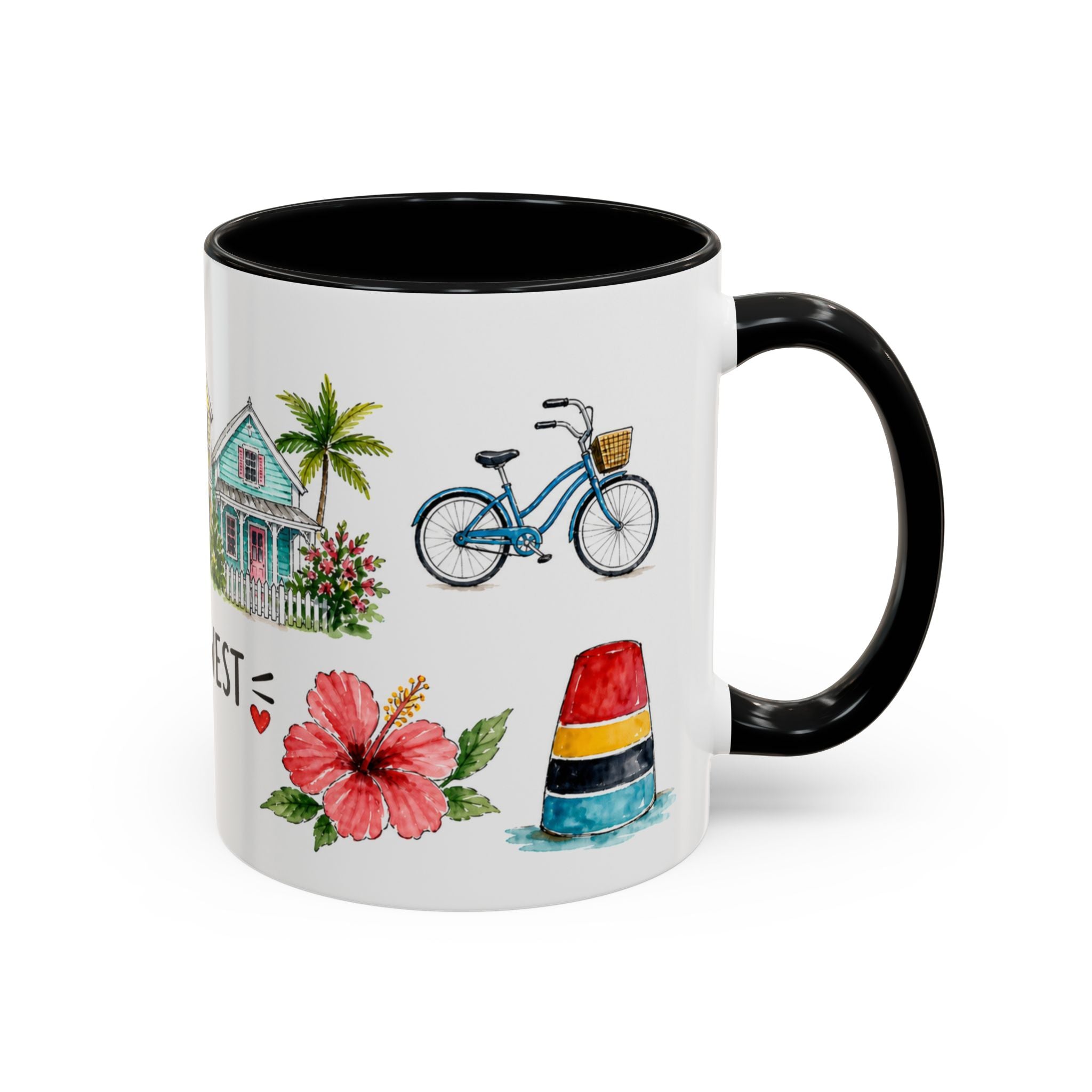 Key West Illustrated Travel Mug | City Souvenir Accent Coffee Mug | 11oz 15oz Ceramic Cup