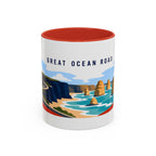 Great Ocean Road Coffee Mug | Travel Destination Souvenir Gift | Accent Color Ceramic 11oz 15oz