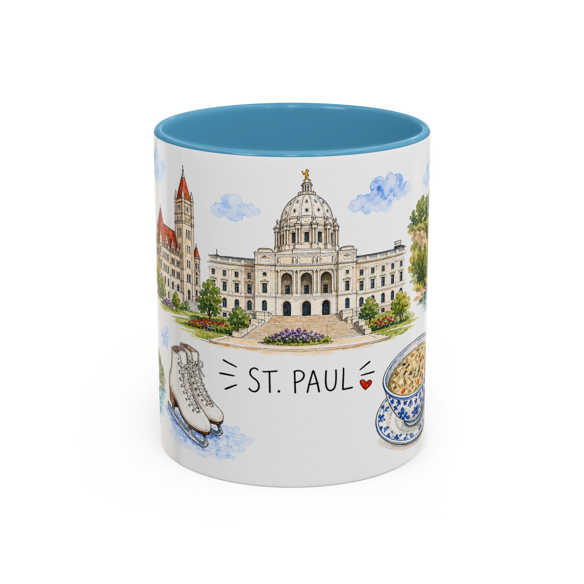 St. Paul Illustrated Travel Mug | City Souvenir Accent Coffee Mug | 11oz 15oz Ceramic Cup