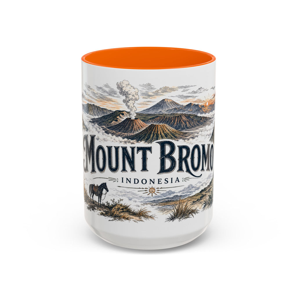 Mount Bromo Mug, Indonesia Travel Souvenir, Bucket List Gift, Accent Ceramic Coffee Mug 11oz 15oz