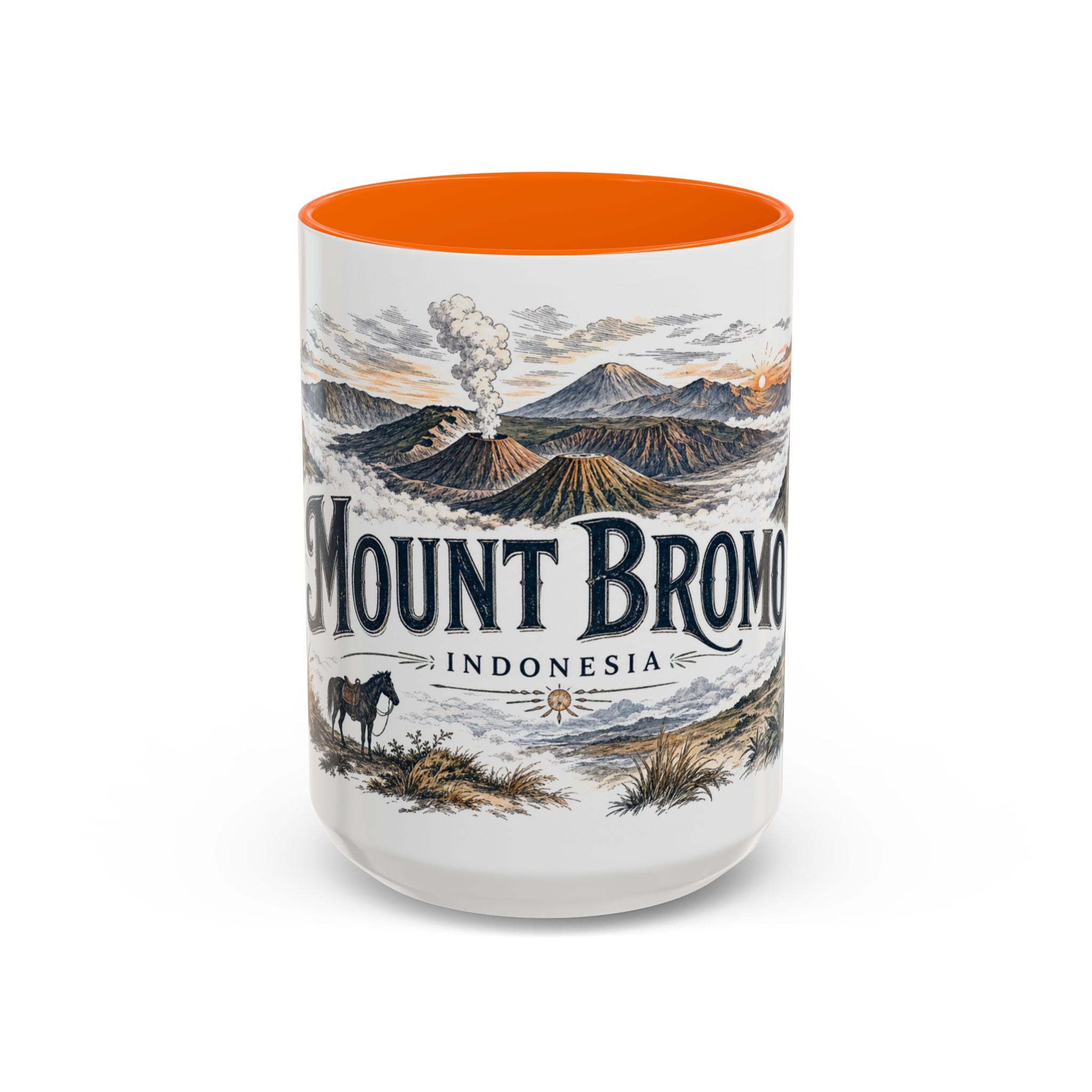 Mount Bromo Mug, Indonesia Travel Souvenir, Bucket List Gift, Accent Ceramic Coffee Mug 11oz 15oz