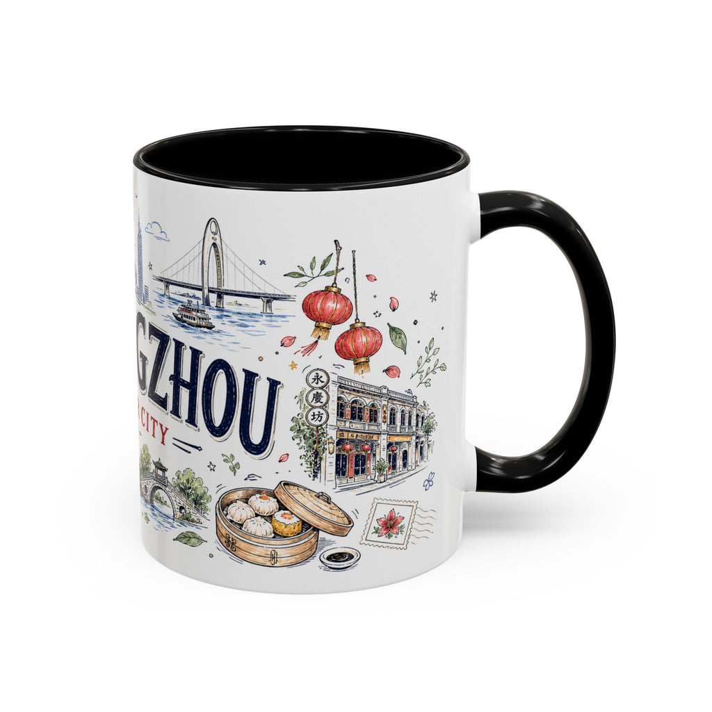 Guangzhou Coffee Mug | China Souvenir Travel Gift | Accent Color Ceramic 11oz 15oz