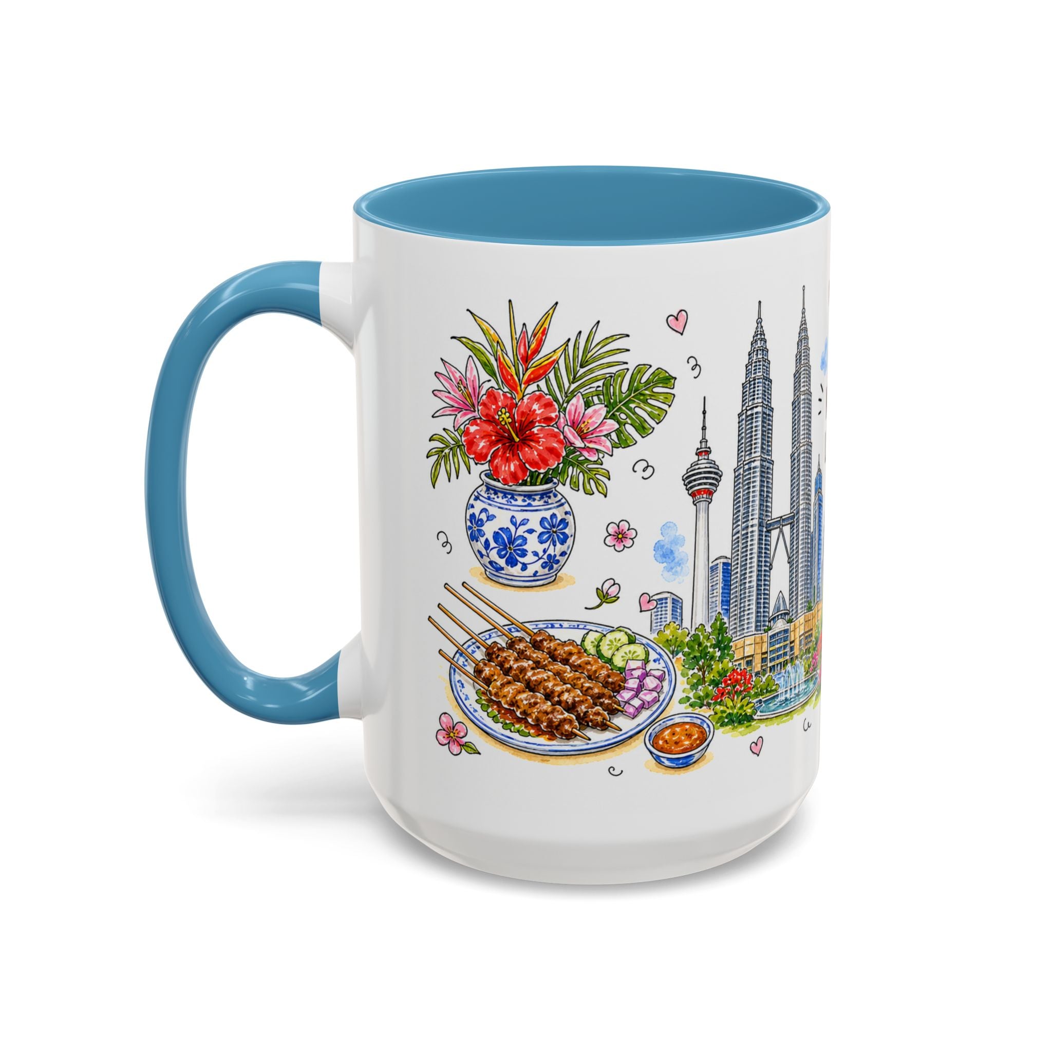 Kuala Lumpur Illustrated Travel Mug | City Souvenir Accent Coffee Mug | 11oz 15oz Ceramic Cup