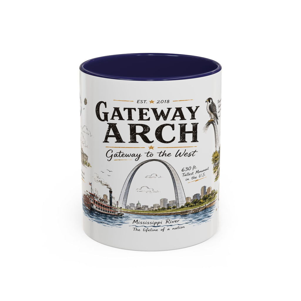 Gateway Arch National Park Coffee Mug | Missouri St. Louis Landmark Gift | Accent Color Ceramic 11oz 15oz
