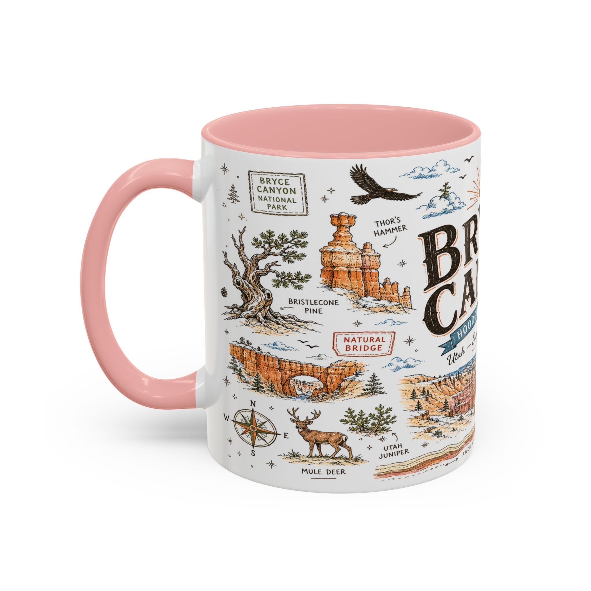 Bryce Canyon Coffee Mug | National Park Hiking Utah Gift | Accent Color Ceramic 11oz 15oz