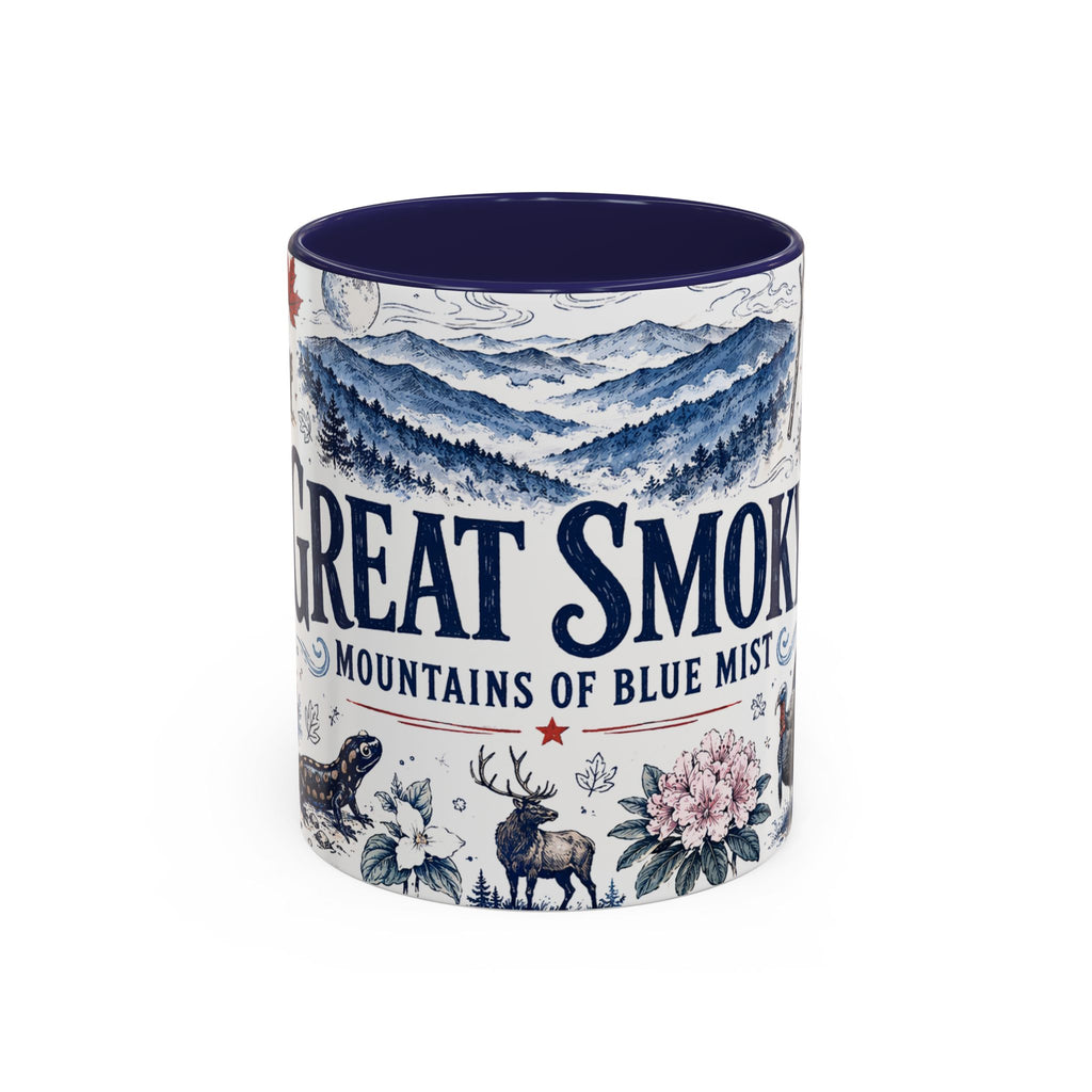 Great Smoky Mountains Coffee Mug | National Park Hiking Gift | Accent Color Ceramic 11oz 15oz