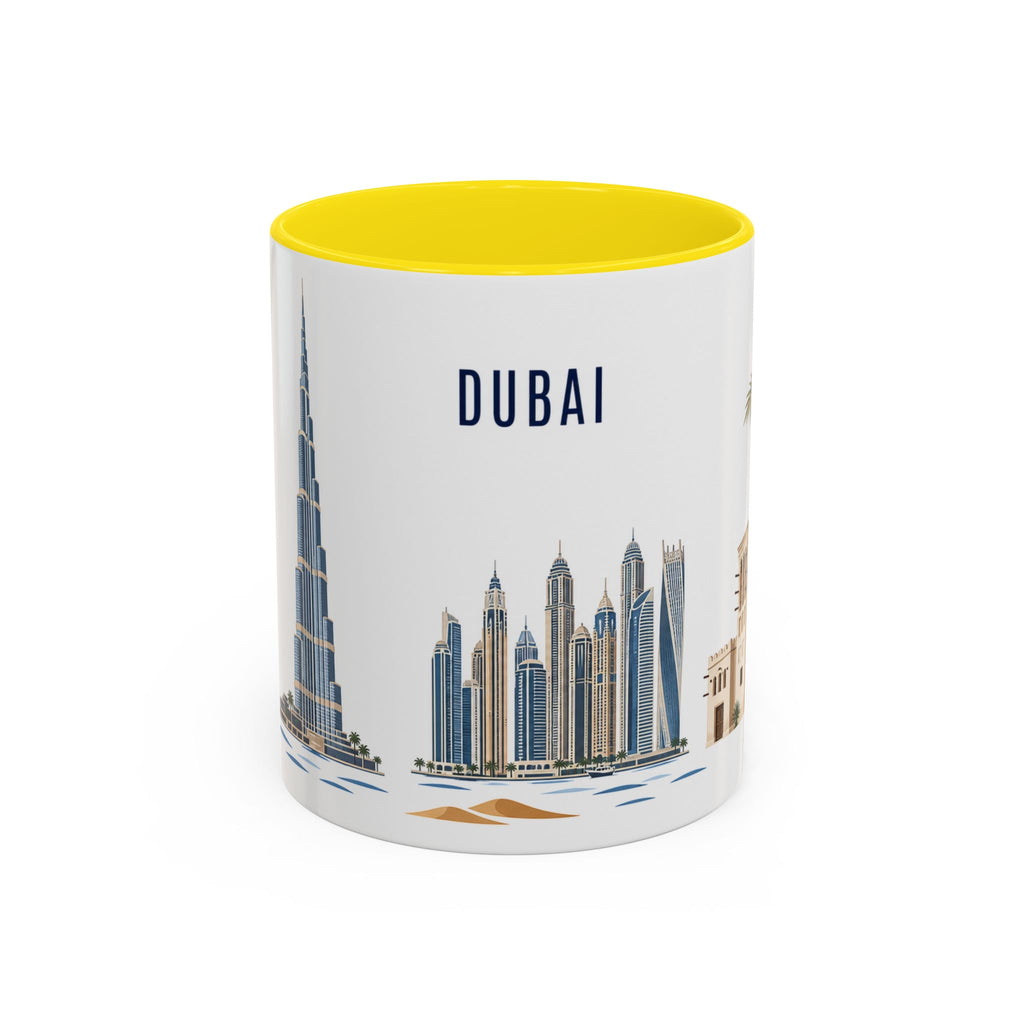Dubai Coffee Mug | United Arab Emirates Travel Souvenir | Porcelain Decal City Gift | 11oz 15oz Accent Mug