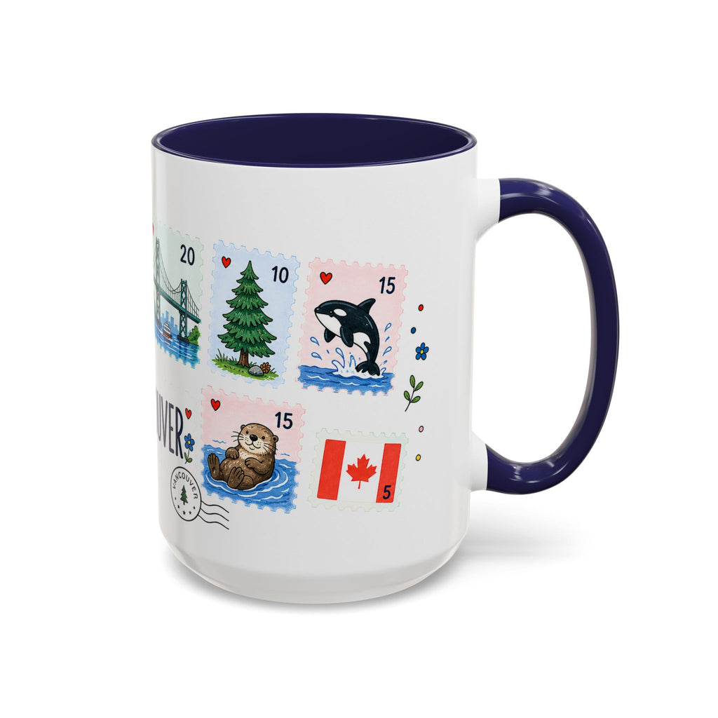 Vancouver Coffee Mug | Postage Stamp Collage Mug | Travel Souvenir Accent Cup 11oz 15oz