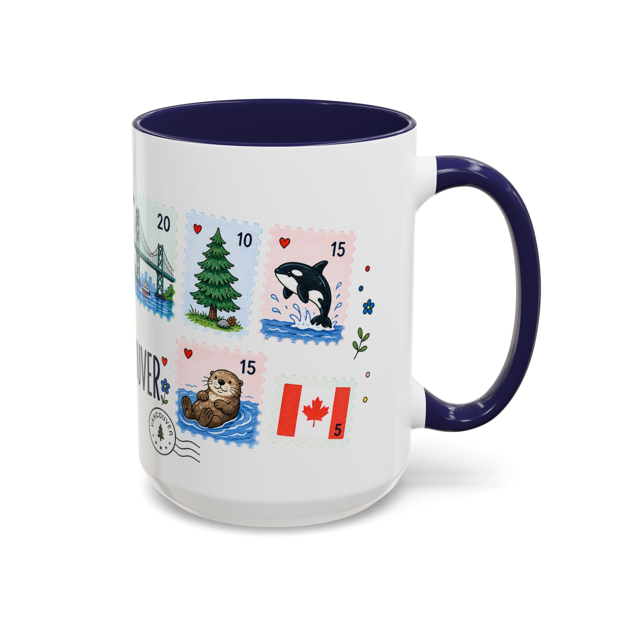 Vancouver Coffee Mug | Postage Stamp Collage Mug | Travel Souvenir Accent Cup 11oz 15oz