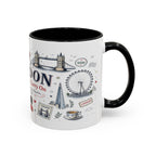London Coffee Mug | England Souvenir Travel Gift | Accent Color Ceramic 11oz 15oz