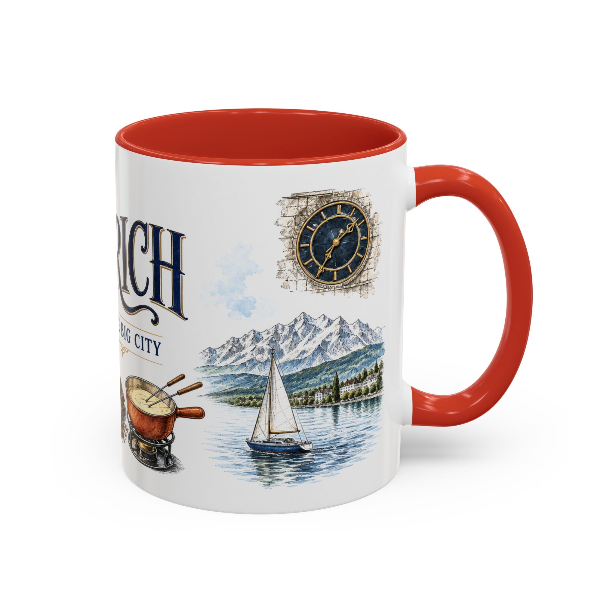 Zurich Coffee Mug | Switzerland Travel Souvenir | Vintage Illustrated City Gift | 11 oz 15 oz Accent Mug