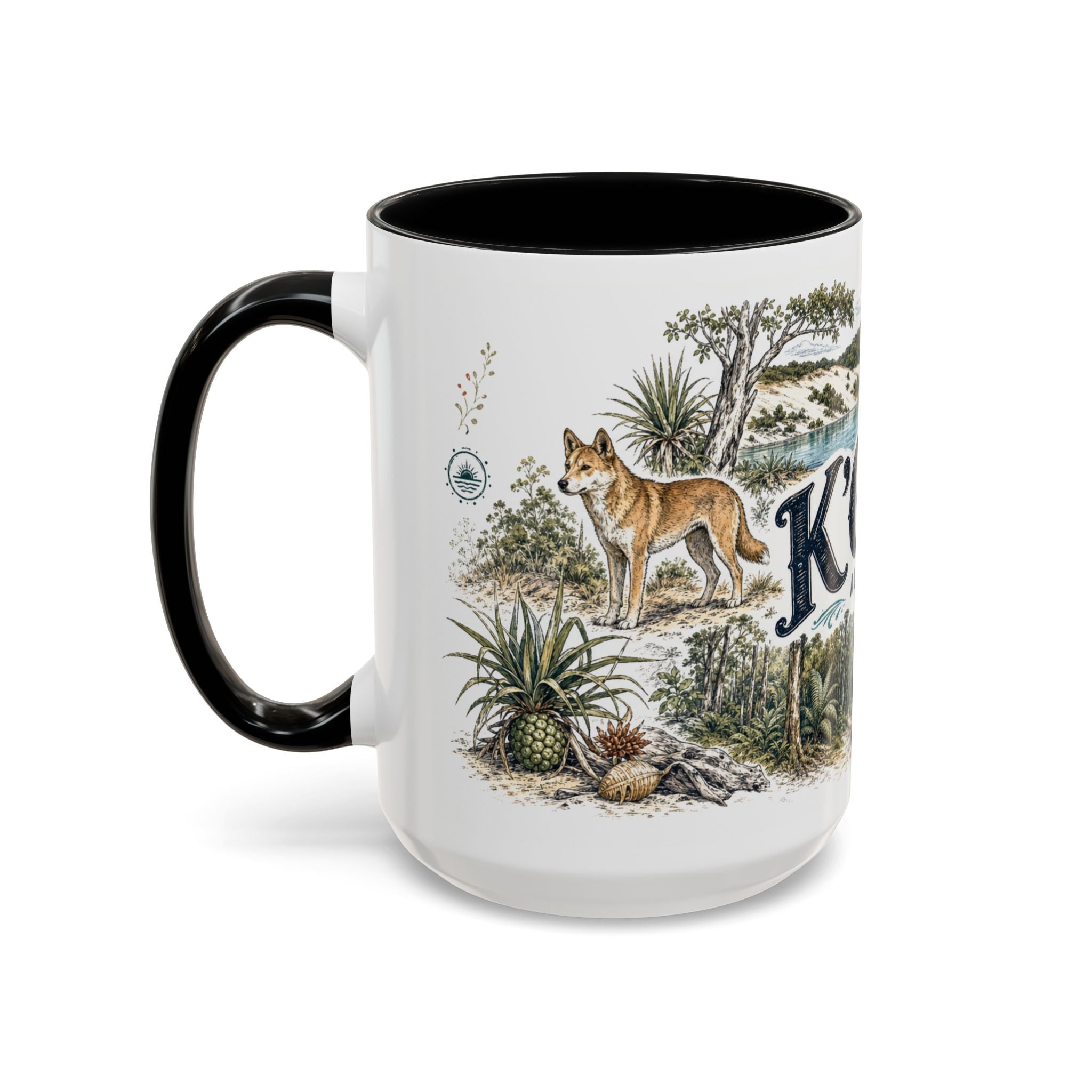 K'gari Mug, Australia Travel Souvenir, Bucket List Gift, Accent Ceramic Coffee Mug 11oz 15oz