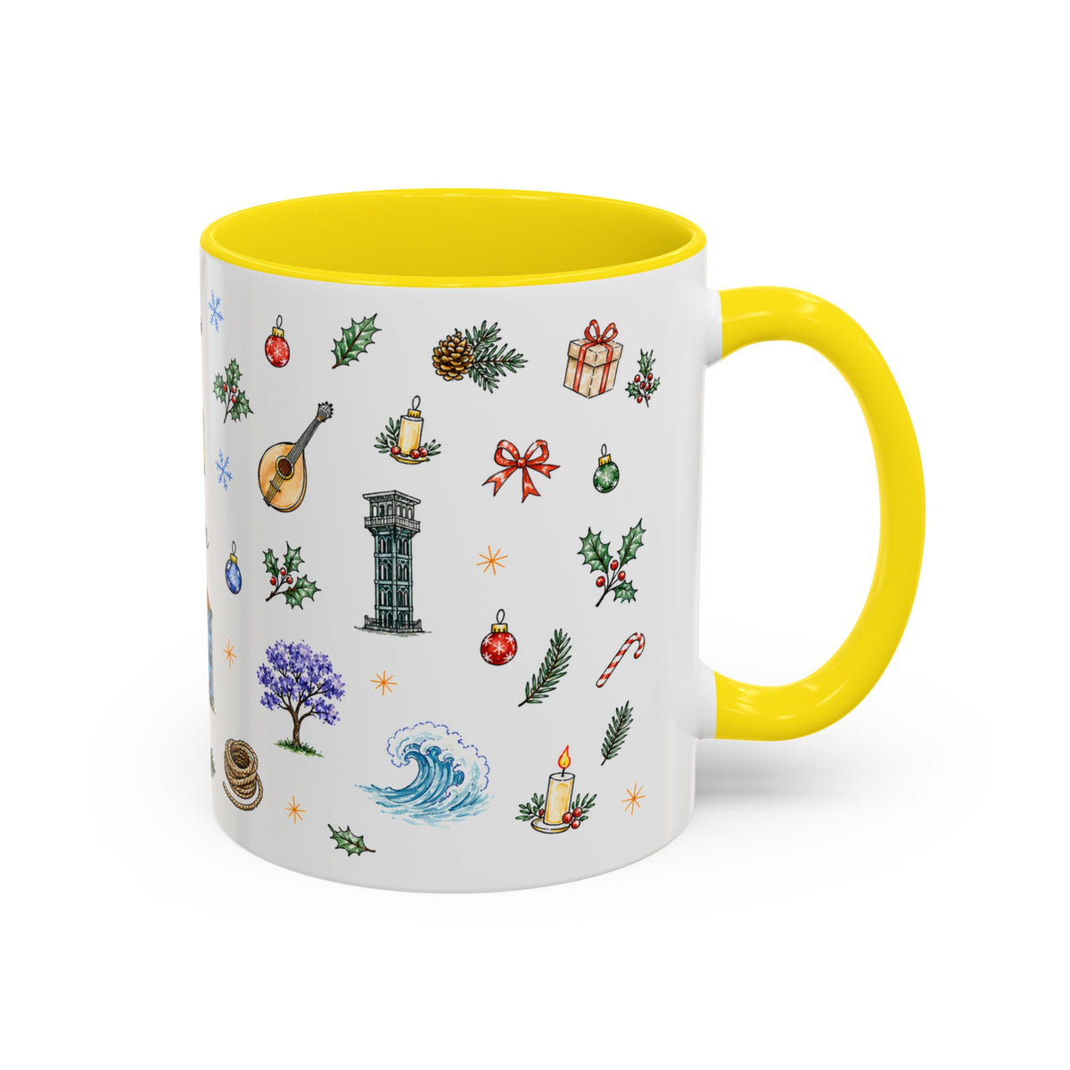 Lisbon Christmas Mug | Watercolor City Souvenir | Ceramic Coffee Cup 11oz 15oz