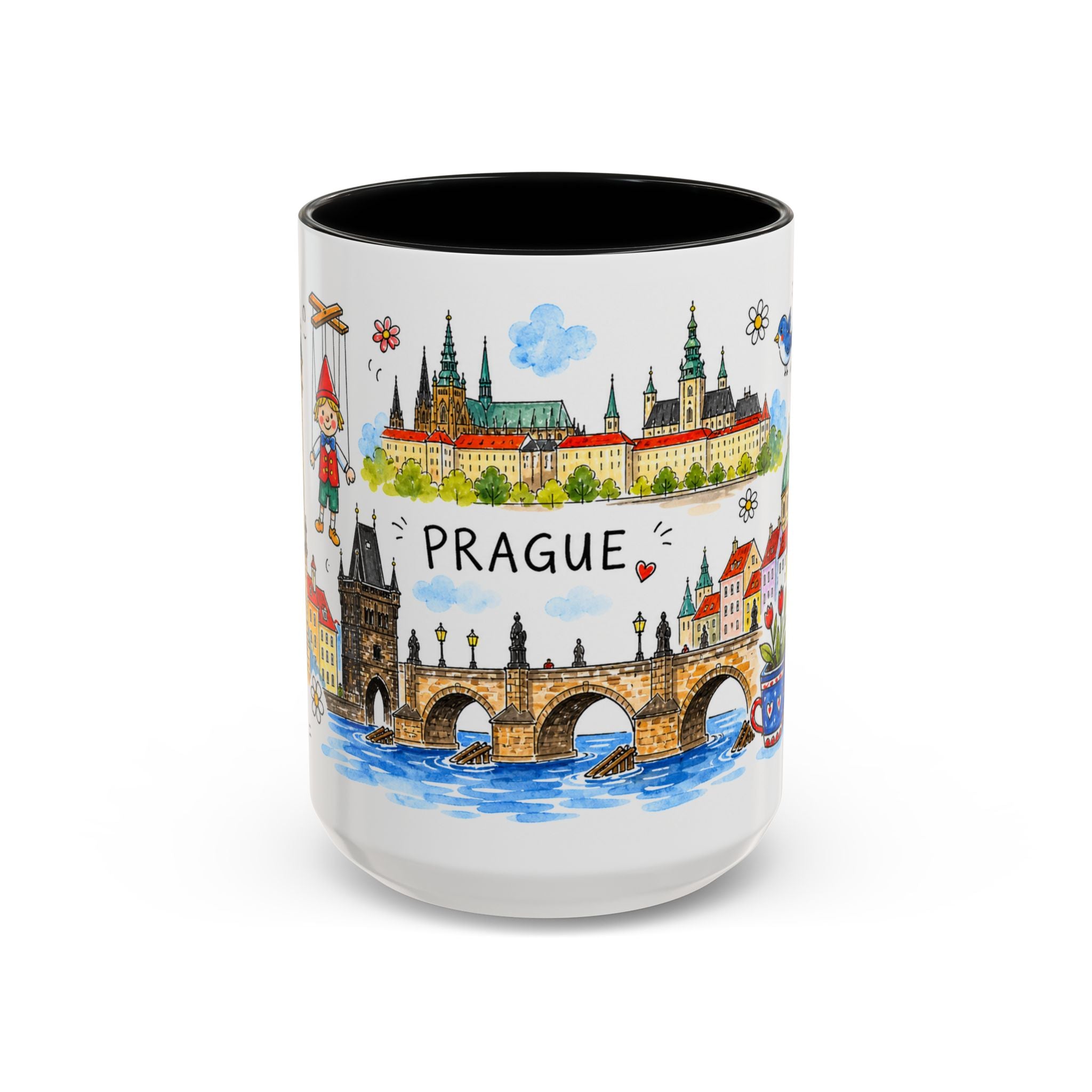 Prague Travel Mug | European City Souvenir Accent Coffee Mug | 11oz 15oz Ceramic Cup