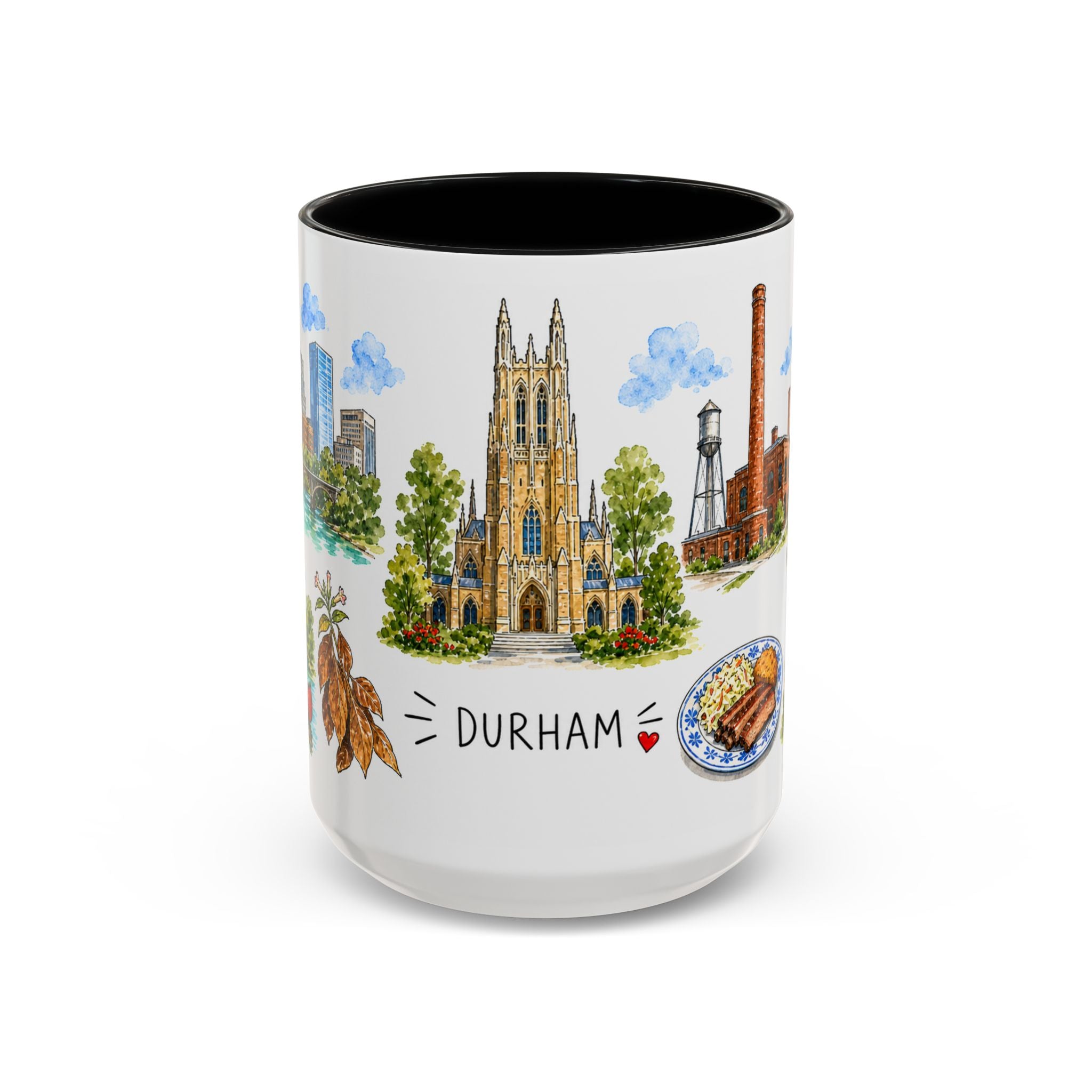 Durham Illustrated Travel Mug | City Souvenir Accent Coffee Mug | 11oz 15oz Ceramic Cup
