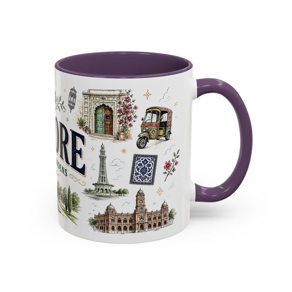 Lahore Coffee Mug | Pakistan Souvenir Travel Gift | Accent Color Ceramic 11oz 15oz
