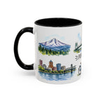 Portland Illustrated Travel Mug | City Souvenir Accent Coffee Mug | 11oz 15oz Ceramic Cup