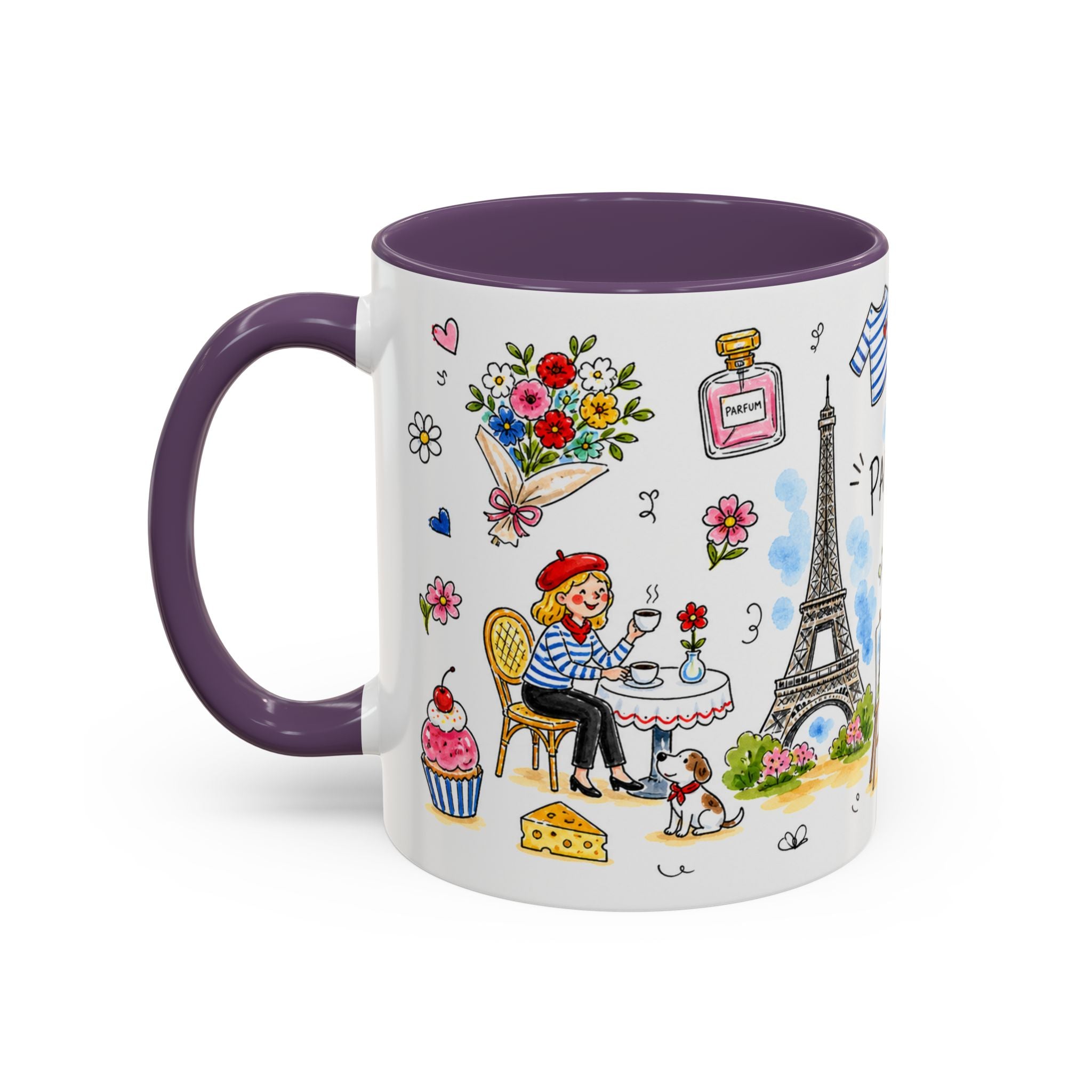 Paris Travel Mug | European City Souvenir Accent Coffee Mug | 11oz 15oz Ceramic Cup
