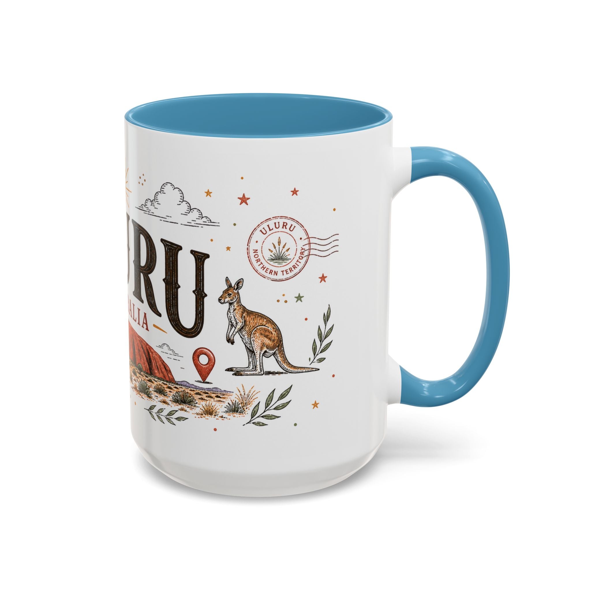 Uluru Coffee Mug | Travel Destination Souvenir Gift | Accent Color Ceramic 11oz 15oz