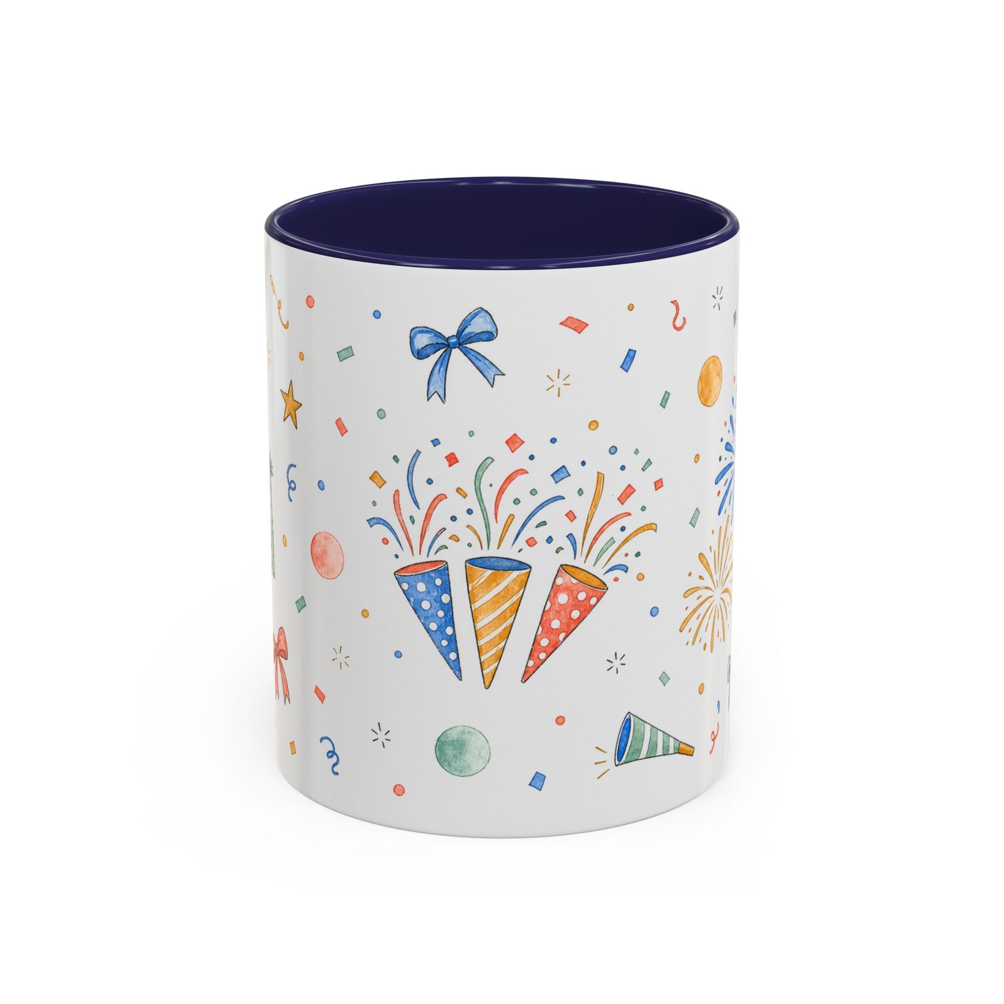 New Year Confetti Mug | Party Popper Watercolor Celebration Gift | Accent Cup 11oz 15oz