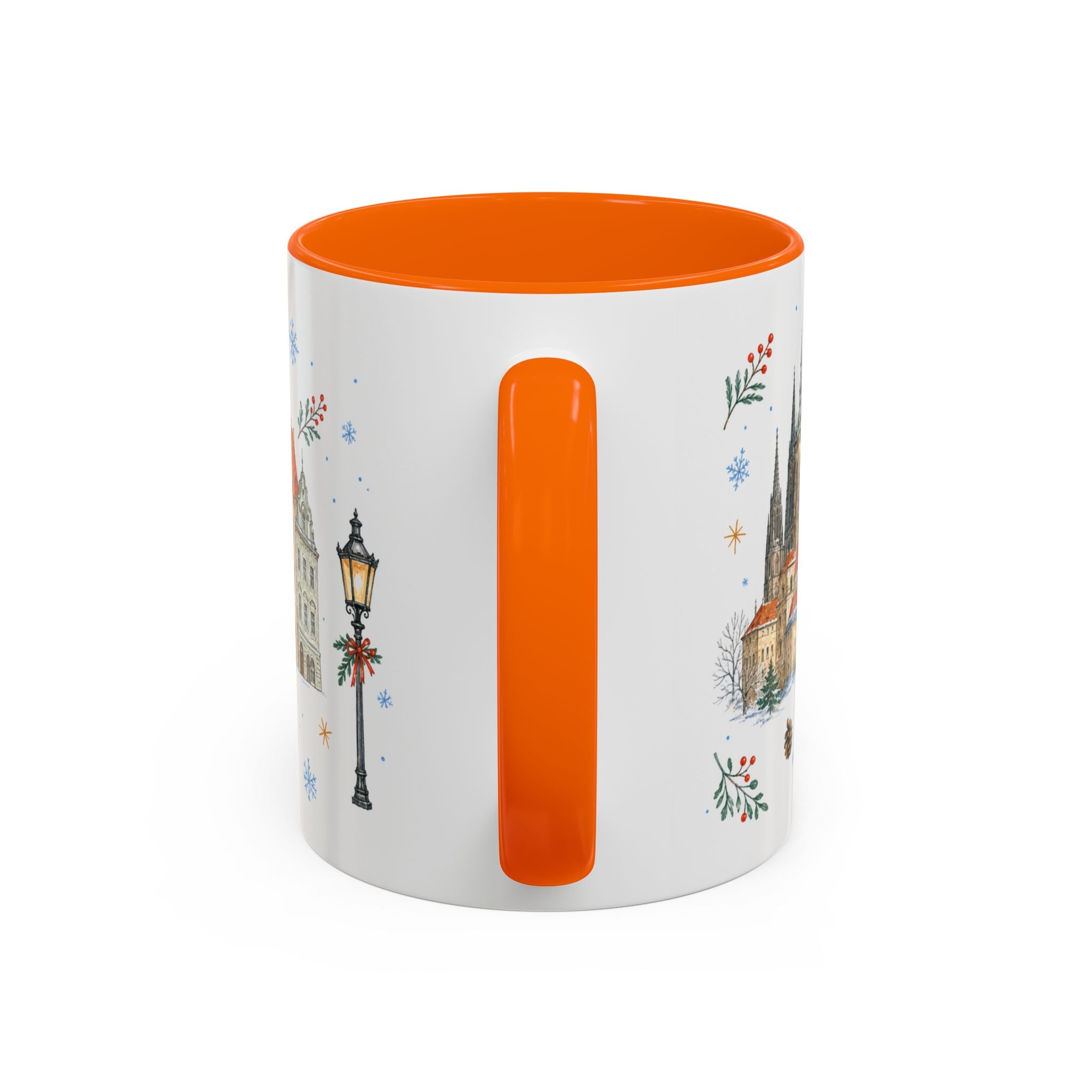 Prague Christmas Mug | Watercolor Travel Souvenir | Holiday Gift | Accent Ceramic Coffee Cup 11oz 15oz