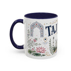Taj Mahal Coffee Mug | Travel Destination Souvenir Gift | Accent Color Ceramic 11oz 15oz