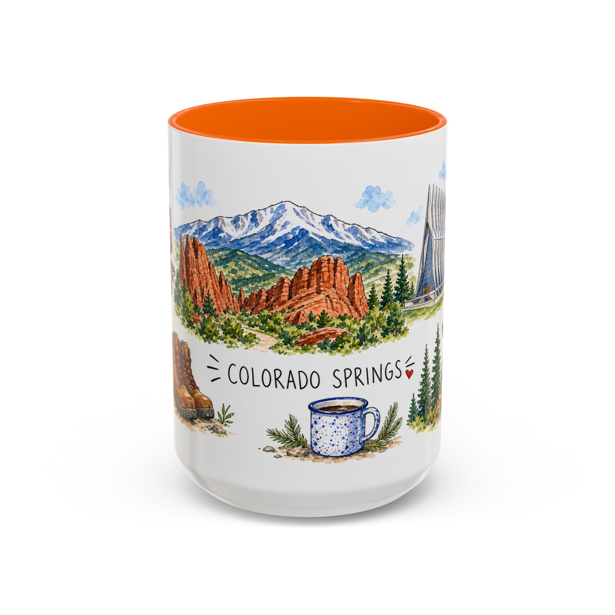 Colorado Springs Illustrated Travel Mug | City Souvenir Accent Coffee Mug | 11oz 15oz Ceramic Cup