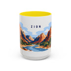 Zion National Park Coffee Mug | Solid Color Block Park Souvenir | 11oz 15oz Accent Mug