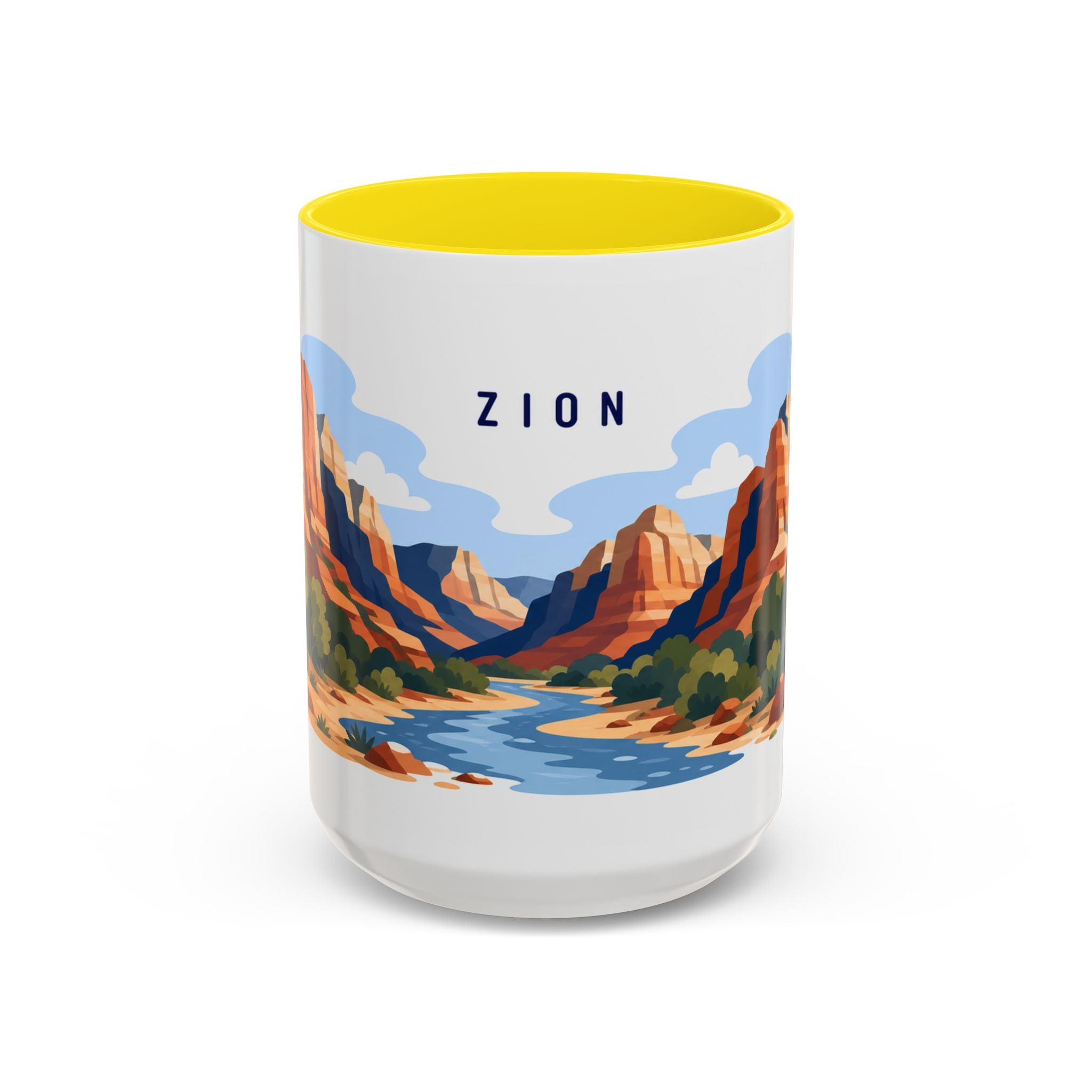 Zion National Park Coffee Mug | Solid Color Block Park Souvenir | 11oz 15oz Accent Mug