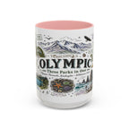Olympic Coffee Mug | National Park Hiking Rainforest Gift | Accent Color Ceramic 11oz 15oz