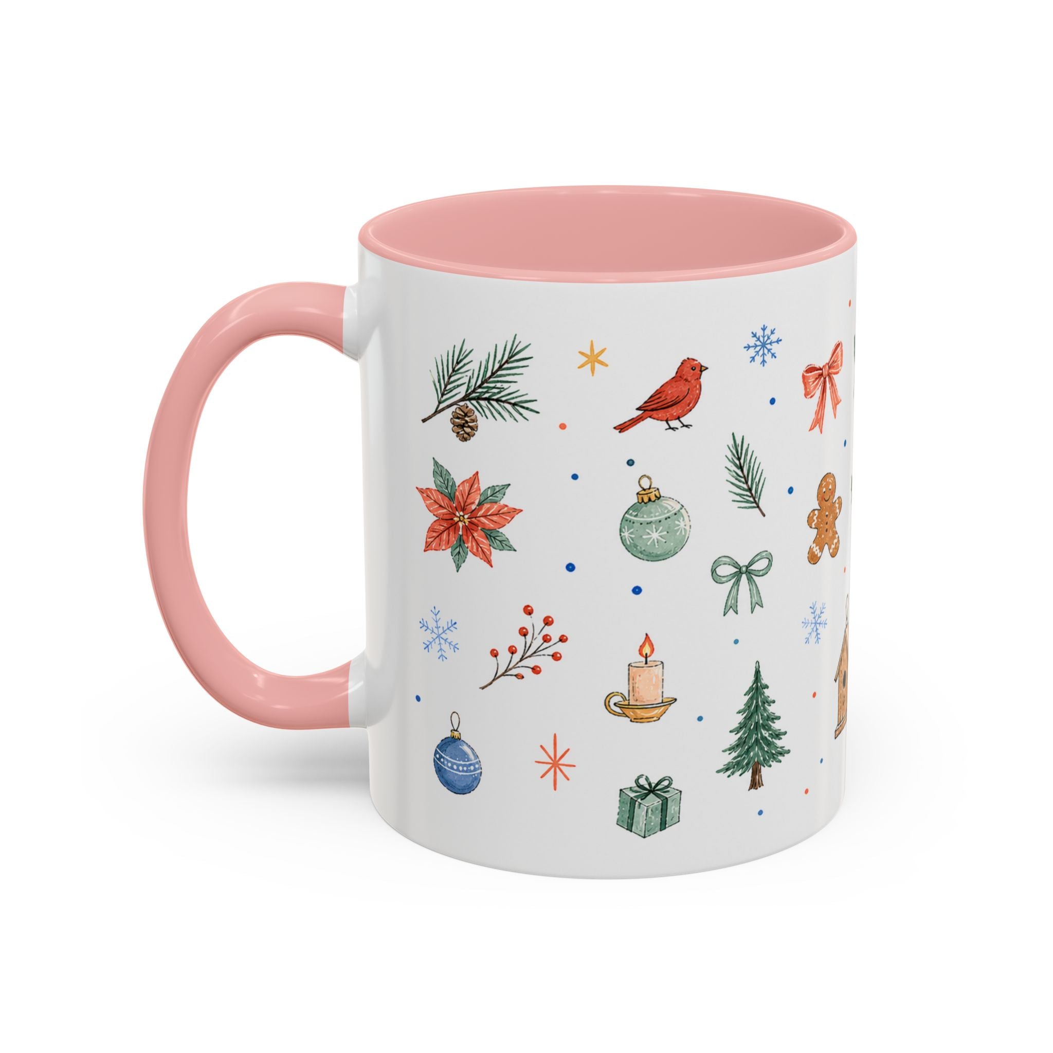 Woodland Christmas Mug | Deer Bird Watercolor Holiday Gift | Accent Cup 11oz 15oz