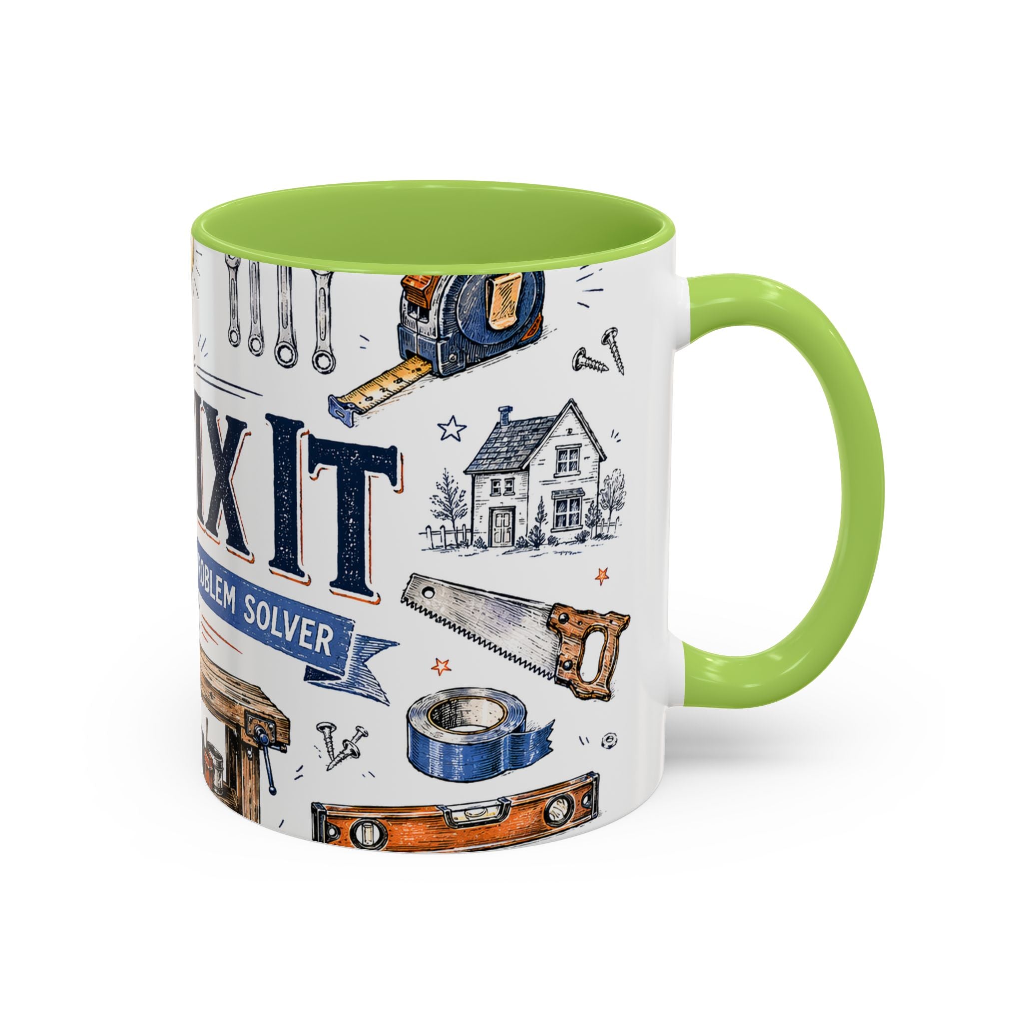 Mr Fix It Coffee Mug | Father's Day Gift for Dad | Accent Color Ceramic 11oz 15oz