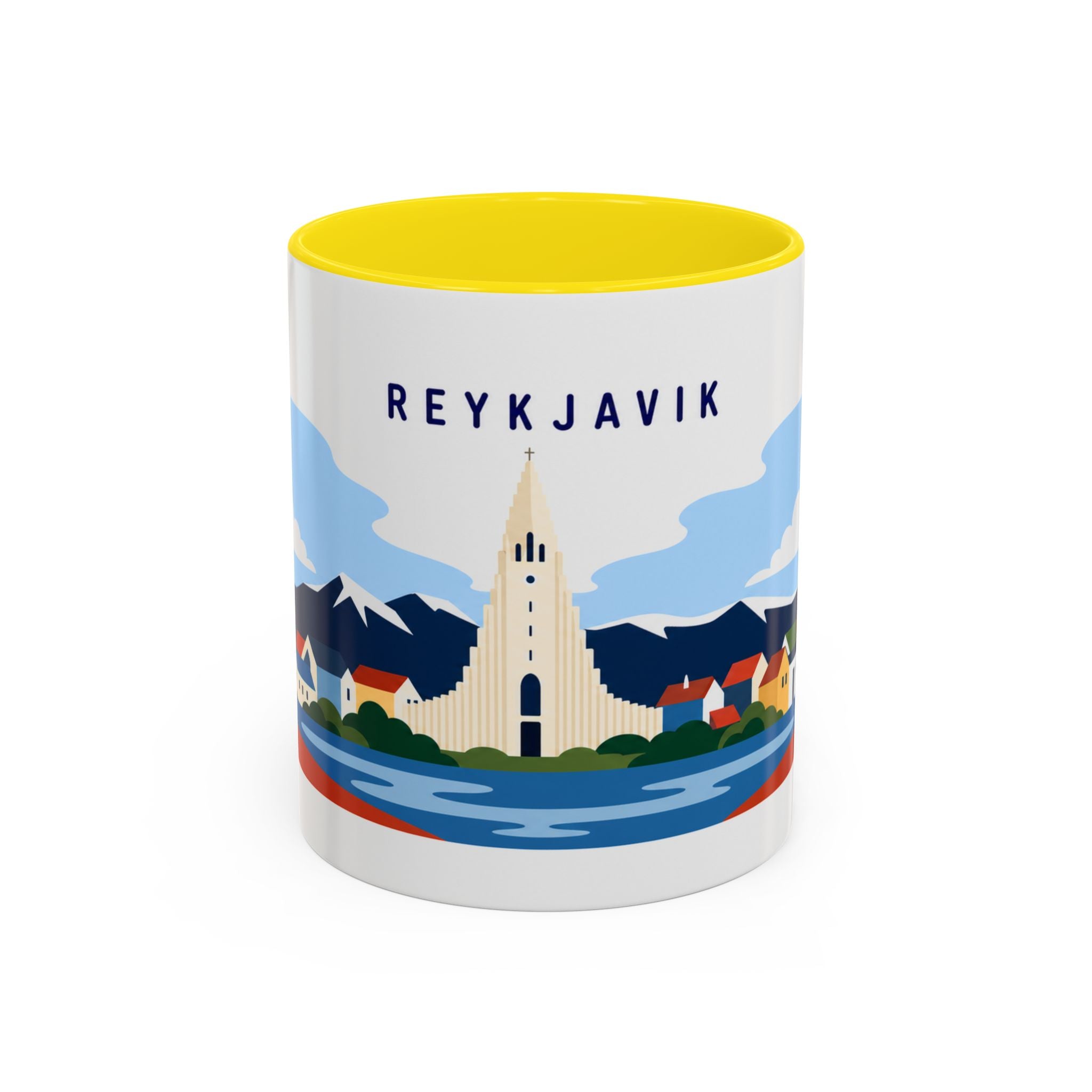 Reykjavik Coffee Mug | Travel Destination Souvenir Gift | Accent Color Ceramic 11oz 15oz