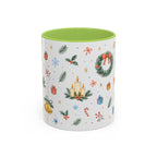 Christmas Candle Mug | Holly Wreath Watercolor Holiday Gift | Accent Cup 11oz 15oz